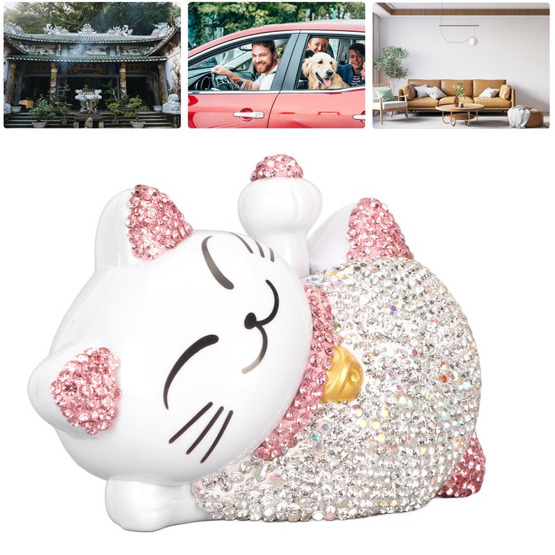 Lucky Cat Ornaments Solar Power Waving Arm Lucky Cat Statue