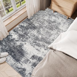 Area Rug Washable Rug 3x5: Small Modern Abstract Rug Anti-Slip Backing Doormat Stain Resistant Soft Indoor Carpet for Living Room Bedroom Kitchen Bathroom Hallway(Grey,3'x5')