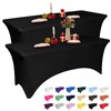 2 Pack 6 Feet Black Spandex Tablecloth for Rectangular Tables,