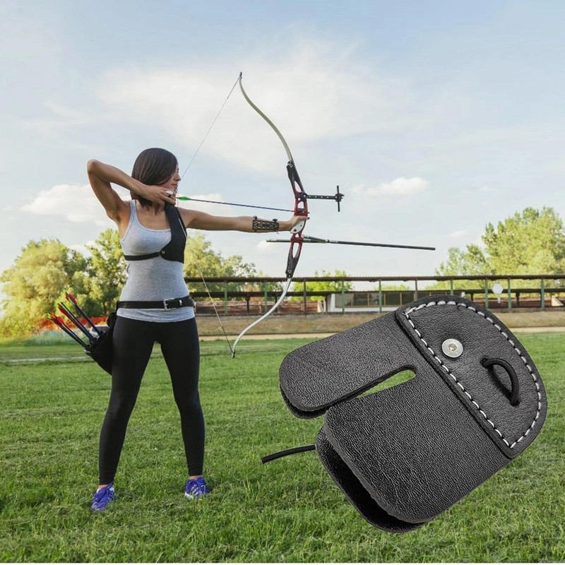 Aczyqws Archery Finger Tab, Leather Archery Finger Tab, Archery Finger