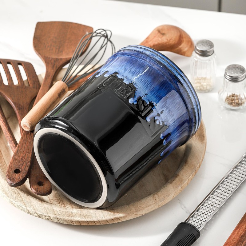 KOOV Cooking Utensil Holder, Large Ceramic Utensil Crock, Deep and