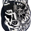 Sunflower Tribal Wolf Applique Embroidered Badge Iron On Sew On