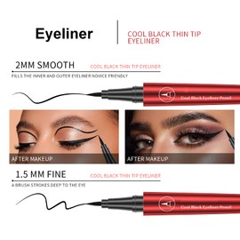 Eyeliner, Waterproof, Long-Lasting Eyeliner with Precise Felt Tip, Black, Super Slim, Professional Make-Up, Liquid Eyeliner, Highly Pigmented, Smudge-proof Eyeliner, 1 g