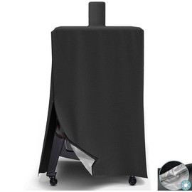Lightweight Vertical Pellet Smoker Cover for Pit Boss 4/5-Series, PBV4PS1, PBV4PS2, PBV5PW1, Convenient Zipper and Straps Design, Easy to Put On and Take Off, Waterproof  & UV Protection, Black
