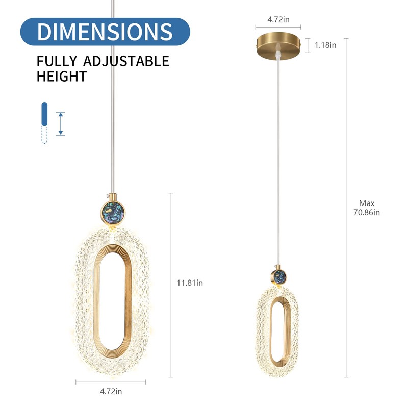 zhllmq Pendant Lighting for Kitchen Island LED Dimmable Modern Gold