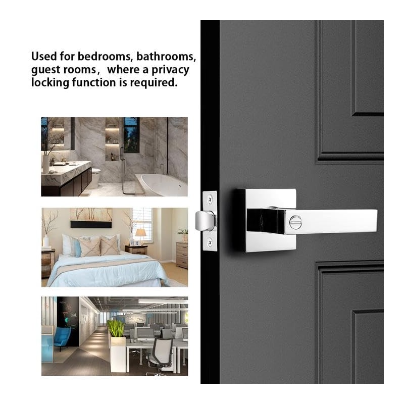 Probrico Heavy Duty Privacy Door Handle Lever with Contemporary Square