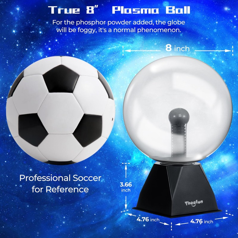 Theefun 20 cm Magic Plasma Ball, Light Ball, Electrostatic Ball,