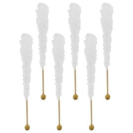 Rock Candy Lollipops Pops Candy Suckers, Color and Flavor Assortment, Individually Wrapped, 6.5" (White, 6-Pack)