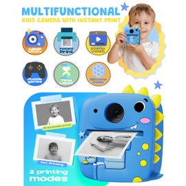 Kids Camera Instant Print for Boys Girls, Christmas Birthday Gifts for 3 4 5 6 7 8 9 Year Old Boys Girls, 1080P Kids Digital Camera Toys for Kids Age 3-9 Blue