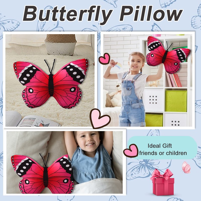 CHELEI2019 15.7" Butterfly Pillow Pink Butterfly Stuffed Animal Plush Toy