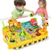 RISUNTOY Construction Sandbox with 4 Trucks & Sand/Water Play-Foldable Portable