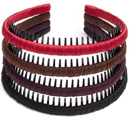 STHUAHE4PC Multicolor Protection Resin Teeth Comb Hair Hoop Hairband Headband Hair Accessories for female by Beauty hair (black+brown+Purple+red)