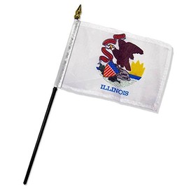 Illinois 4"x6" Desk Stick Flag (No Base) Wholesale lot of 6 (1/2 Dozen)