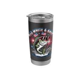Funny Patriotic Fishing Red White & Bruh For 4th Of July Stainless Steel Insulated Tumbler