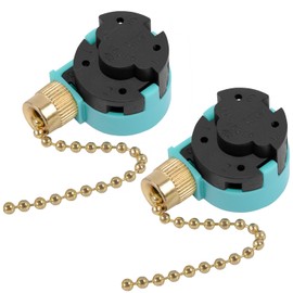 ZE-268S6 Ceiling Fan Switch, 3 Speed 4 Wire Pull Chain Switch Control Switch Compatible with Hunter Ceiling Fans, Wall Lamps (2 Pack, Brass)
