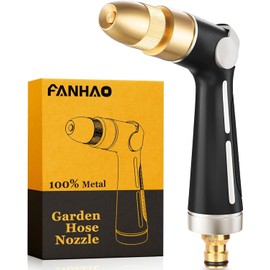 FANHAO Gardena Pistole hochdruckdüse, Robuste Gartenbrause Metall mit 4 Sprühmustern, Daumensteuerung, Ein-Aus-Ventil für Gartenbewässerung, Auto- und Haustierwäsche