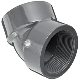 Spears 819 Series PVC Pipe Fitting, 45 Degree Elbow, Schedule 80, 1-1/4" NPT Female
