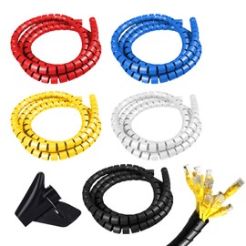 5 Wire Hoses, 1 Cable Management Clip, Cable Protector, Pet Cable Protector, Cable Organiser, Spiral Cable Winder, Wall Cable Protector for Outdoor, Charger Protector