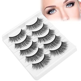 Tissting 5 Pares de Pestañas Postizas Naturales, Pestañas Postizas, Maquillaje de Escenario, Pestañas Postizas Rizadas Gruesas y Densas, Juego de Pestañas Postizas Reutilizables (Model 1)