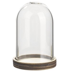 Glass Bell with Wooden Base 11 x 16 cm
