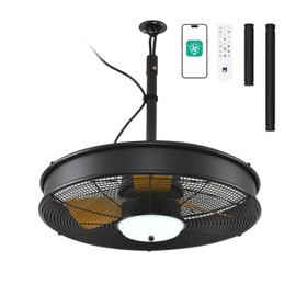 Orison 22'' Outdoor Ceiling Fans with Lights, Wet Rated Gazebo Fan with Remote, Plug in Hanging Fan for Patio Waterproof, App Controll, Black