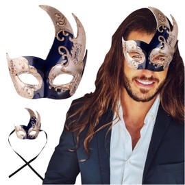 Luxury Mask® Masquerade Mask for Men Musical Checkered Vintage Design Mask for Mardi Gras, Prom and Masquerade Party