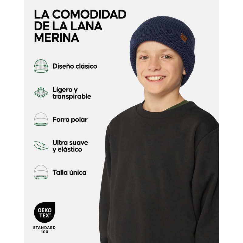 DANISH ENDURANCE - Gorro de lana merino para niños con