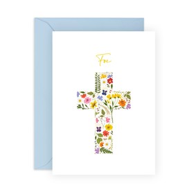 Central 23 Carte religieuse pour homme - Foi - Carte de vœux florale pour femme - Croix - Cadeau chrétien pour anniversary, baptême, communion - Pour enfant, fille, garçon - with autocollants
