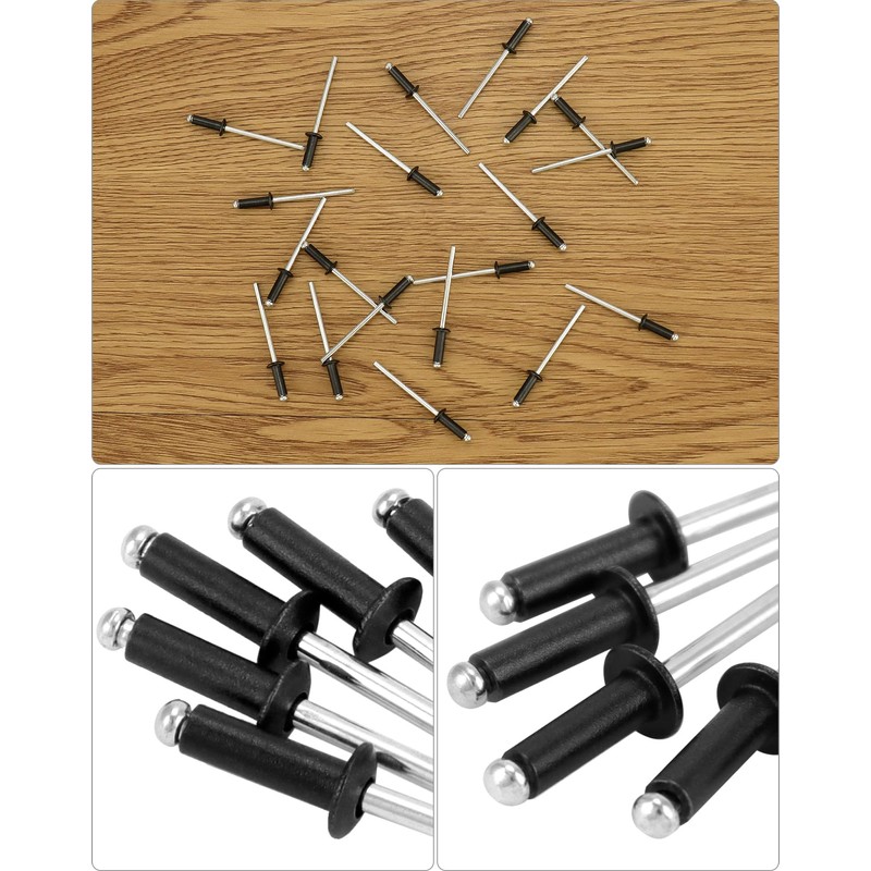 QWORK Aluminum Blind Rivets, 500 Pcs 1/8" x 3/8" Black