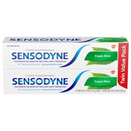 Sensodyne Fresh Mint Sensitive Toothpaste, ADA Accepted Toothpaste for Cavity Prevention and Sensitive Teeth Treatment - 4 Ounces (Pack of 2)