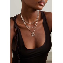 Cuzmly Silver Layered Necklace for Women, Stackable 925 Sterling Silver Choker Necklaces for Women Trendy Dainty Layering Circle Pendant Chain Necklace Set Stack Fashion Jewelry Gifts for Women