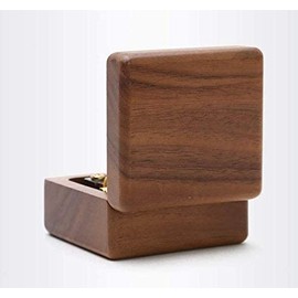 Mini Wooden Music Box 18 Note Wind Up Music Box Wooden Music Box with Gold Plated Movement (Walnut, Howl Moving Castle)