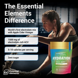 Essential Elements Hydration Packets - Electrolytes Powder Packets Sugar Free - 48 Stick Packs of Electrolytes Powder No Sugar - Electrolyte Water Drink Mix with ACV & Vitamin C - Variety Pack