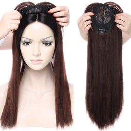 17" Inch Hair Topper Synthetic Clip In Hair Toppers Straight Hair Extensions For Thinning Hair Women - Medium Brown(Length:43CM;Weight:120g)