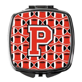 Caroline's Treasures Letter P Football Scarlet and Grey Compact Travel Mirrors, Multicolor