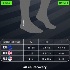 Feel Recovery 1 Pair Sports Compression Socks Men/Women - Compression Socks Running, Crossfit, Football - Elastic Cuffed Socks Running and Sports - High Socks with Breathable Merino Wool