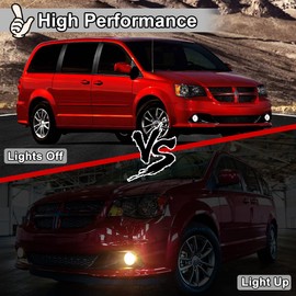 Nixon Offroad Fog Light Set for 2011-2020 Dodge Grand Caravan w/Bulb + Black Bezel Cover + Wiring Harness Kit + Universal Switch, Fog Light Lamp Assembly, Clear Lens (Not Fit Srt8 Models)