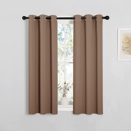 NICETOWN Blackout Window Curtains and Drapes for Kitchen, Set of 2, 29 by 40 Inch, Cappuccino, Window Treatment Thermal Insulated Solid Grommet Blackout Drapery Panels