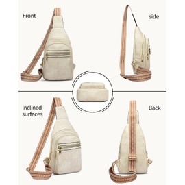 AudyKasse Sling Bag for Women, Fashion Waist Packs, Crossbody Bags Fanny Pack Chest Bag for Travel(White)