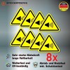 Pack of 8 Warning Stickers 6 x 5 cm Volume