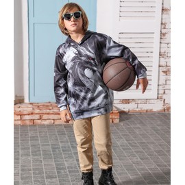 Boys Sweatshirts White Smoke Hoodies for Kids Grey Dragon Sweater Shirt Size 8 10 12 Years Graphic Hoodie with Bright Color