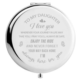 Polzwgck Daughter Gift from Mom to My Daughter Makeup Mirror Christmas Birthday Graduation Gift for Daughter Wedding Gift Adult Daughter Gift Ideas Travel Mirror Bridal Shower Gift