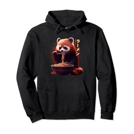 Kawaii Red Panda Eating Ramen - Ramen Lover Gift Pullover Hoodie