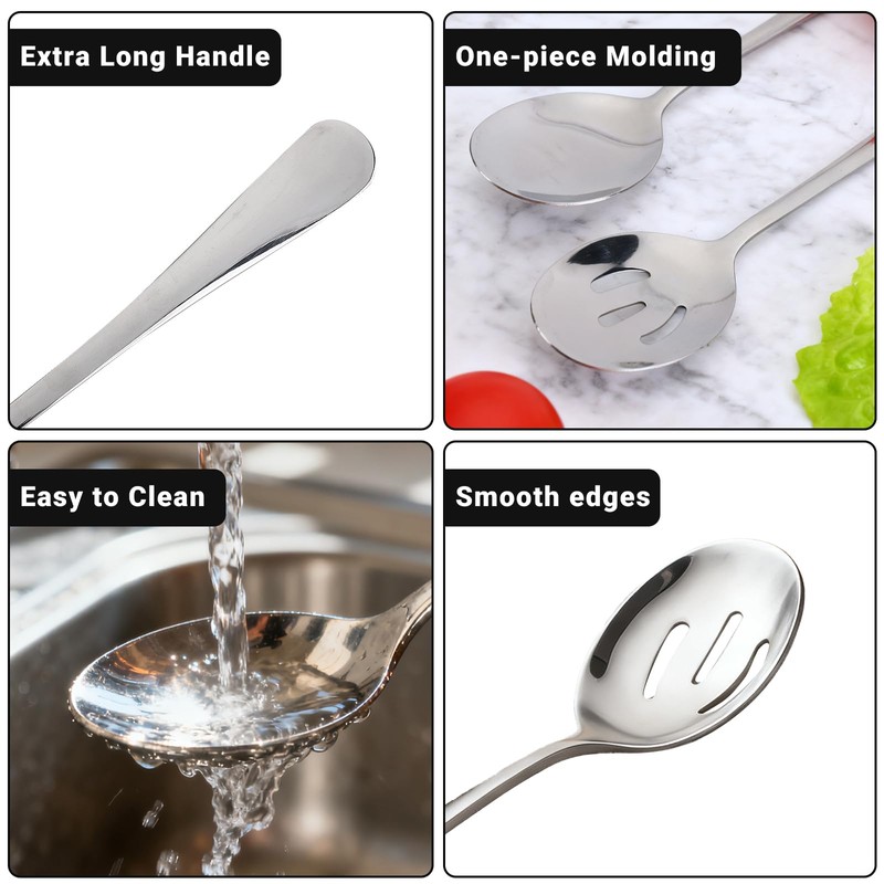 6 Pack Serving Spoons Set with 3 Serving Spoons and