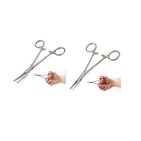Panther Surgical Set of 6 Inch Stainless Steel Straight & Curved Forceps x 2 carp/coarse unhooking Sea Fly Fishing Forceps