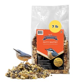 Armstrong Bird Food Royal Jubilee Nutty Buffet Blend, 7 Pounds - with Peanuts, Cashews, Walnuts, Pecans, Almonds and Brazil Nuts for Downy Woodpeckers, Black Capped Chickadees and Blue Jays