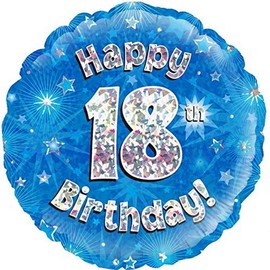 Oaktree UK Oaktree 18" Happy 18th Birthday Blue Holographic, Aluminium