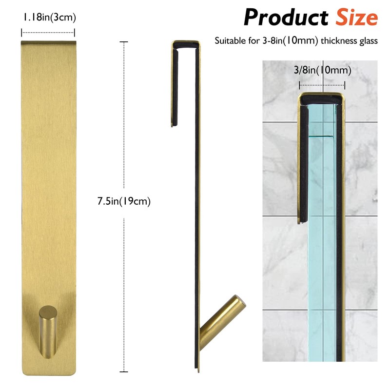 Shower Door Hooks(7.5 Inch),Extended Over Door Hooks for Bathroom Frameless