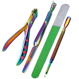 AAProTools Professional Cuticle Nipper Cuticle Pusher Nail Pinching Tool Nail File Set Stainless Steel Cuticle Cutter Trimmer Cuticle Clippers for Women Manicure Tools Nail Curve Pincher Nail Shaping