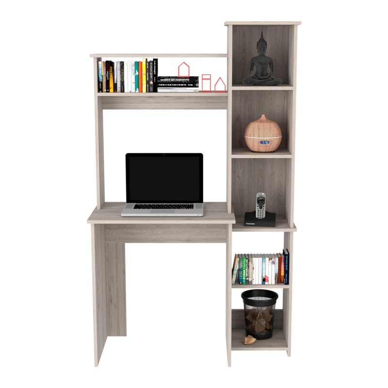 Tuhome Versalles Writing Desk with Two Superior Shelves, Five Side